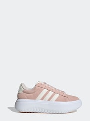 adidas Pink Grand Court Platform Suede Shoes - Image 1 of 8