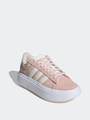 adidas Pink Grand Court Platform Suede Shoes - Image 3 of 8