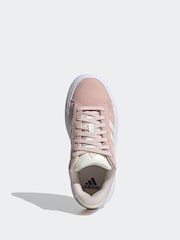 adidas Pink Grand Court Platform Suede Shoes - Image 5 of 8