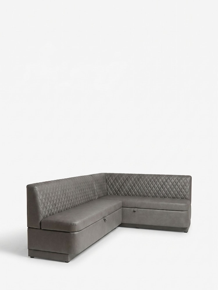Monza Faux Leather Dark Grey Diamond Quilt Anderson Storage Right Hand Corner Dining Bench - Image 2 of 4 Monza Faux Leather Dark Grey Diamond Quilt Anderson Storage Right Hand Corner Dining Bench - Image 2 of 4