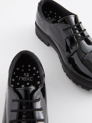 Schwarzes Lackleder - Derby-Schuhe zum Schnüren für die Schule - Bild 4 von 6