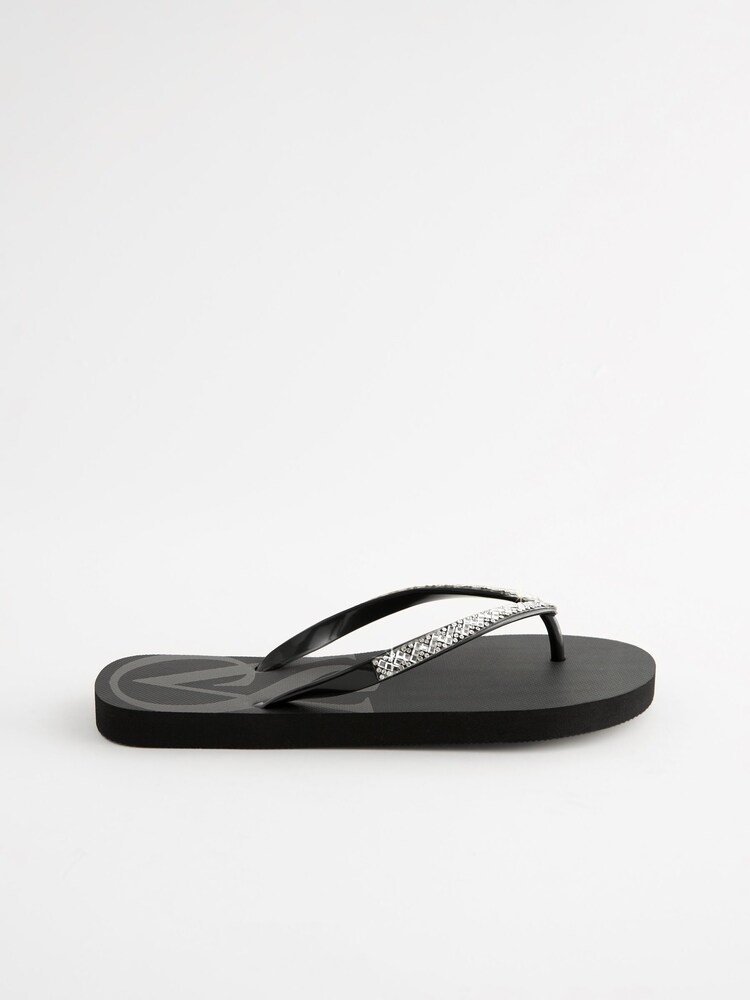 Victoria's Secret Black Diamanté Flip Flops - Image 2 of 5