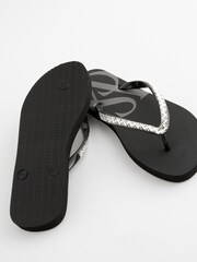 Victoria's Secret Black Diamanté Flip Flops - Image 4 of 5