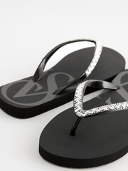 Victoria's Secret Black Diamanté Flip Flops - Image 5 of 5