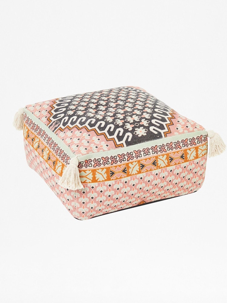 French Connection Pink Poppy Field Pouffe - Image 1 of 3