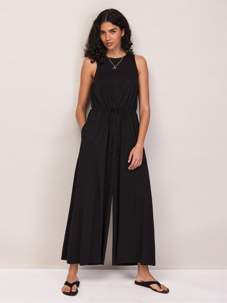Ro&Zo Black Petite Jersey Drawstring Jumpsuit - Image 1 of 6