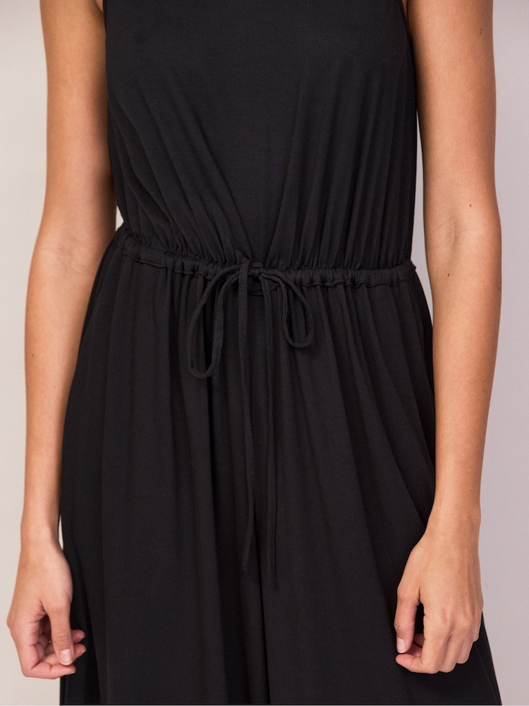 Ro&Zo Black Petite Jersey Drawstring Jumpsuit - Image 2 of 6