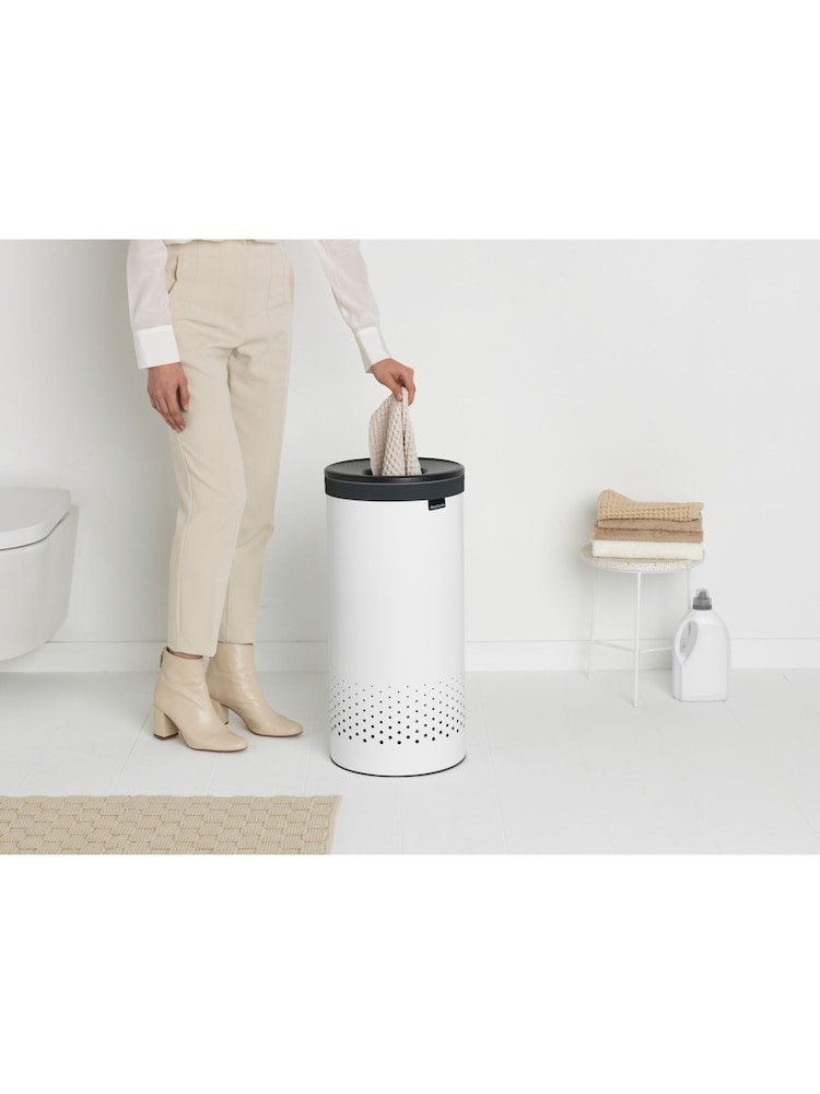 Brabantia White Laundry Bin 35L With Plastic Lid - Image 1 of 4