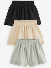Mehrfarbig - Neutrale Shorts mit Lochstickerei 3er-Pack (3 bis 16 Jahre) - Bild 1 von 3