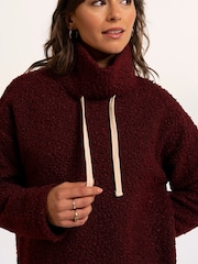 Brakeburn Brown Hatchet Boucle Cowl Neck Sweatshirt - Image 5 of 6