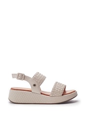 Moda in Pelle White Kaccia Leather Woven Detail Sandals - Image 1 of 4