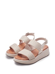 Moda in Pelle White Kaccia Leather Woven Detail Sandals - Image 2 of 4