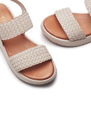 Moda in Pelle White Kaccia Leather Woven Detail Sandals - Image 3 of 4