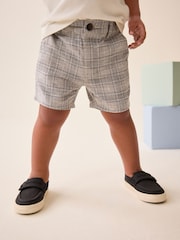 Grey Check Linen Blend Chino Shorts (3mths-7yrs) - Image 1 of 7