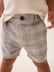 Grey Check Linen Blend Chino Shorts (3mths-7yrs) - Image 4 of 7
