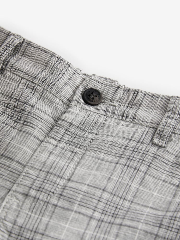 Grey Check Linen Blend Chino Shorts (3mths-7yrs) - Image 7 of 7