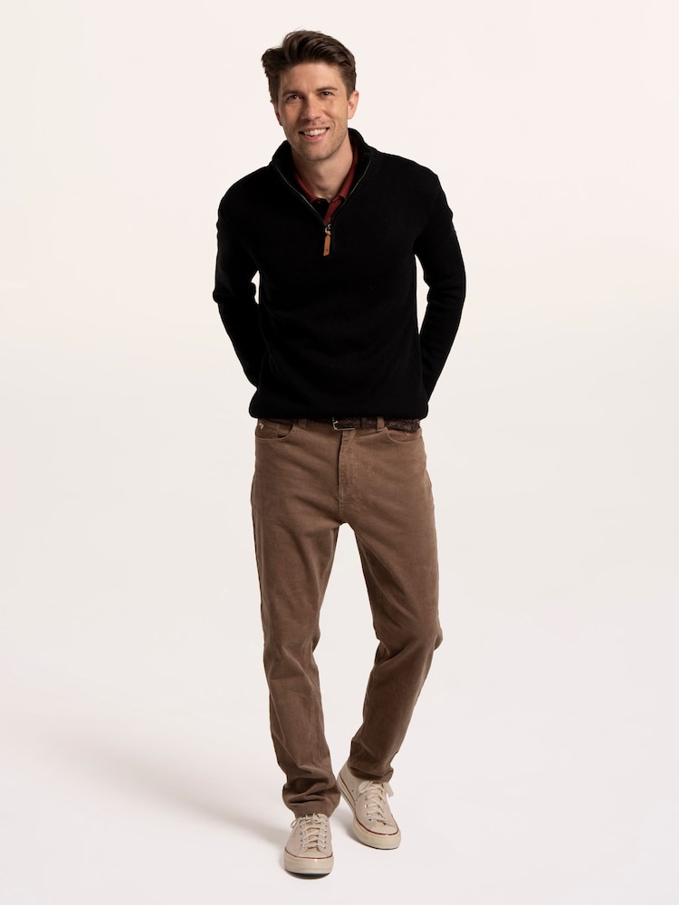 Brakeburn Blue Sloe 1/4 Zip Knitted Jumper - Image 1 of 6 Brakeburn Blue Sloe 1/4 Zip Knitted Jumper - Image 1 of 6