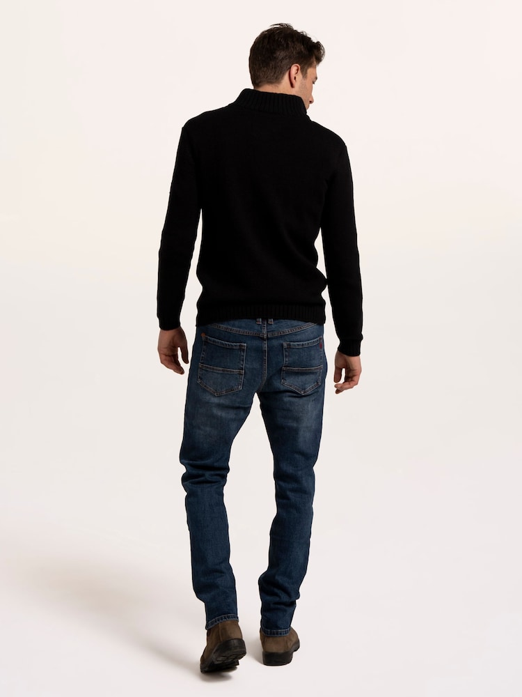Brakeburn Blue Sloe 1/4 Zip Knitted Jumper - Image 2 of 6 Brakeburn Blue Sloe 1/4 Zip Knitted Jumper - Image 2 of 6