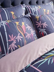 Sara Miller Blue Linear Bamboo Viscose 100% Cotton Duvet Cover And Pillowcase Set - Image 2 of 3