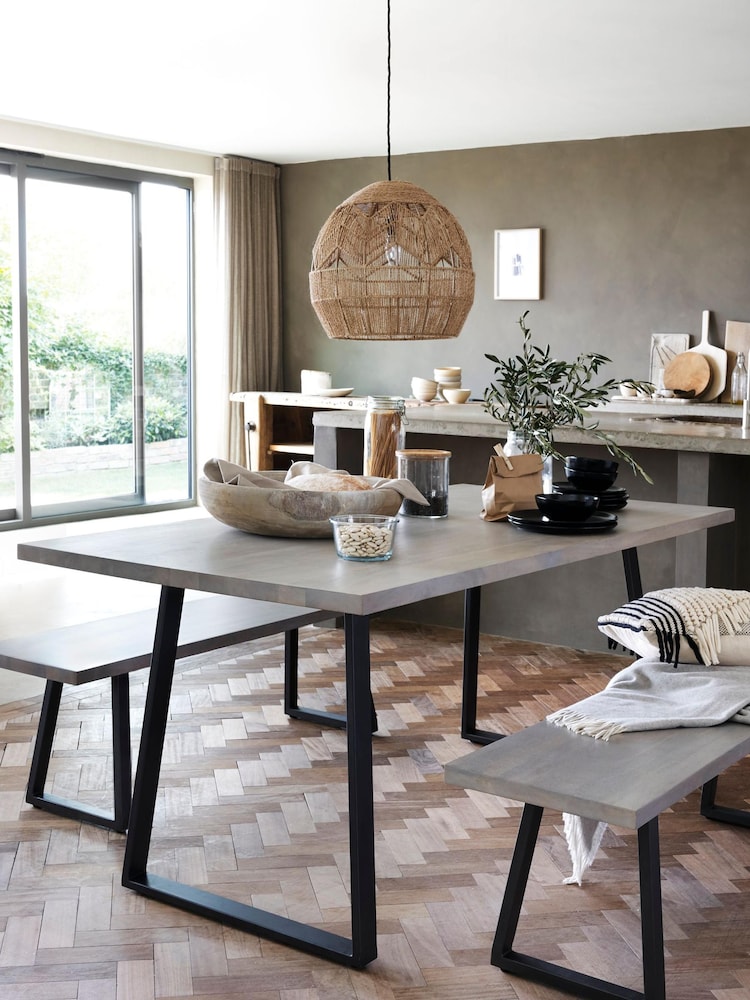Grey Alma Mango Wood 6 Seater Dining Table - Image 1 of 5