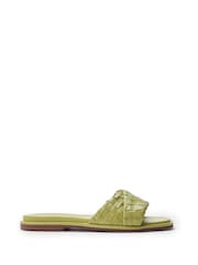 Verde - Moda in Pelle Papuci Jina cu detalii împletite din piele - Imaginea 1 din 4