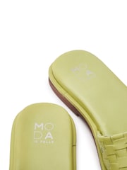Verde - Moda in Pelle Papuci Jina cu detalii împletite din piele - Imaginea 4 din 4