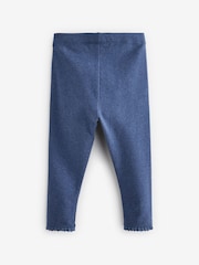 Blue Denim Lace Trim Leggings (3mths-7yrs) - Image 2 of 3