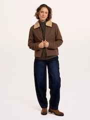 Brakeburn Brown Hemlock Faux Fur Collar Textured Coat - Image 1 of 6