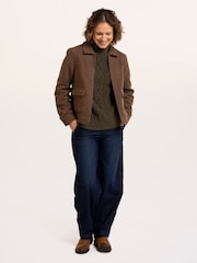 Brakeburn Brown Hemlock Faux Fur Collar Textured Coat - Image 4 of 6
