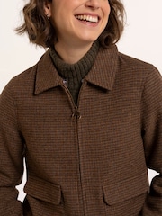 Brakeburn Brown Hemlock Faux Fur Collar Textured Coat - Image 5 of 6
