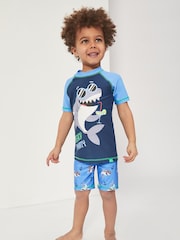 Harry Bear Blue Nautical Shark Boys Two Piece Swim Set - Image 2 of 4