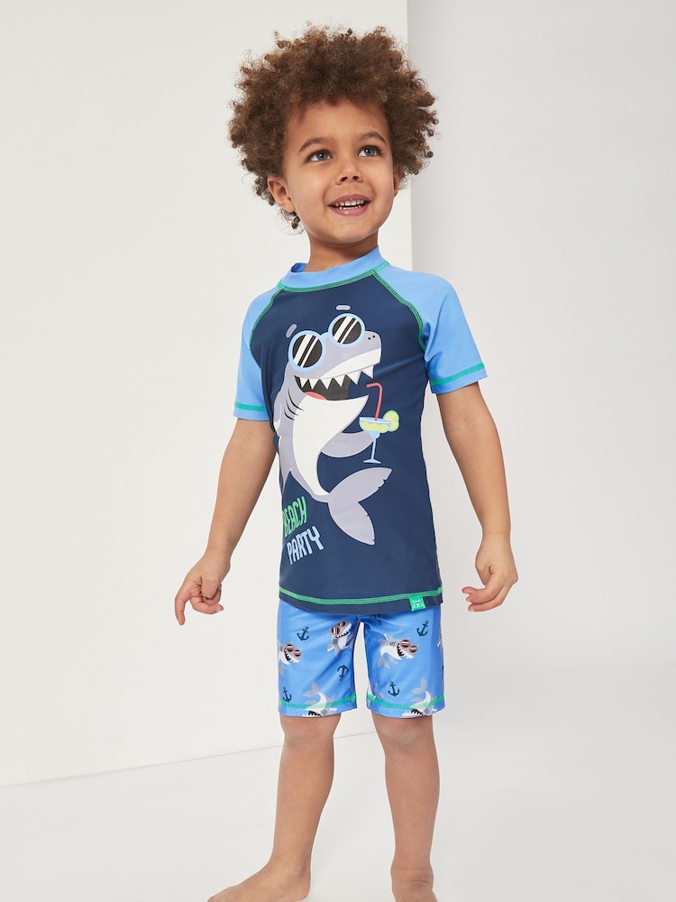 Harry Bear Blue Nautical Shark Boys Two Piece Swim Set - Image 2 of 4