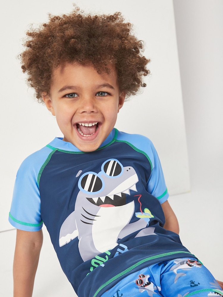 Harry Bear Blue Nautical Shark Boys Two Piece Swim Set - Image 4 of 4