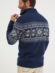 FatFace Blue Calder Fairisle Half Neck Jumper - Image 3 of 5