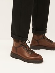 Brown Leather Hiker Style Boots - Image 1 of 6