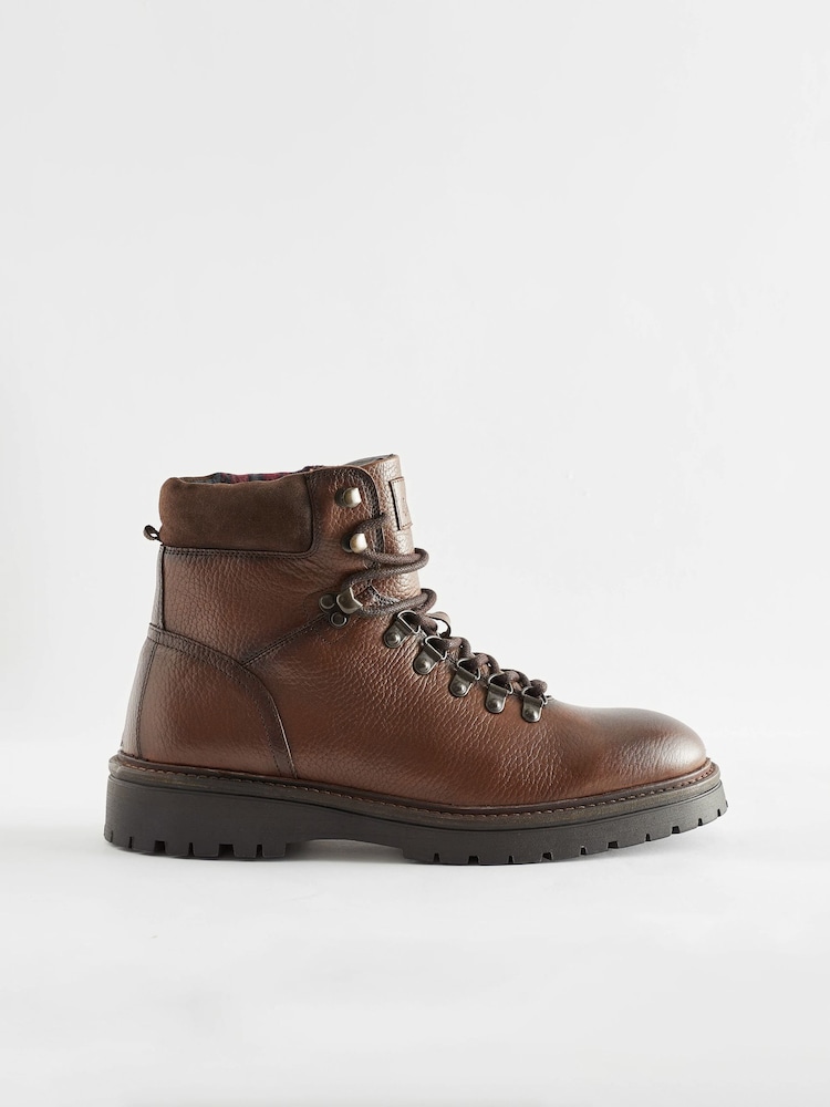 Brown Leather Hiker Style Boots - Image 2 of 6