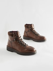 Brown Leather Hiker Style Boots - Image 3 of 6