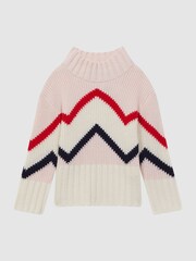 Reiss Pink Riley Knitted Zig-Zag Jumper - Image 2 of 6