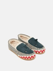 Joules Boys' Quinn Navy Shark Moccasin Slippers - Image 1 of 7