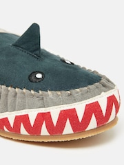 Joules Boys' Quinn Navy Shark Moccasin Slippers - Image 2 of 7