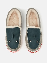 Joules Boys' Quinn Navy Shark Moccasin Slippers - Image 6 of 7