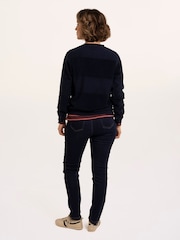 Brakeburn Blue Lepe Textured Stripe Crew Neck Sweatshirt - Image 2 of 6