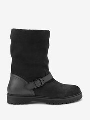 Black Regular/Wide Fit Forever Comfort Faux Fur Lined Buckle Boots - Image 1 of 4