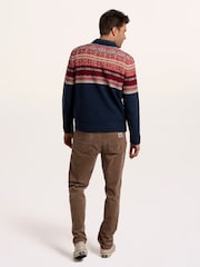 Brakeburn Blue Clapham Fairisle Crew Neck Knitted Jumper - Image 2 of 6