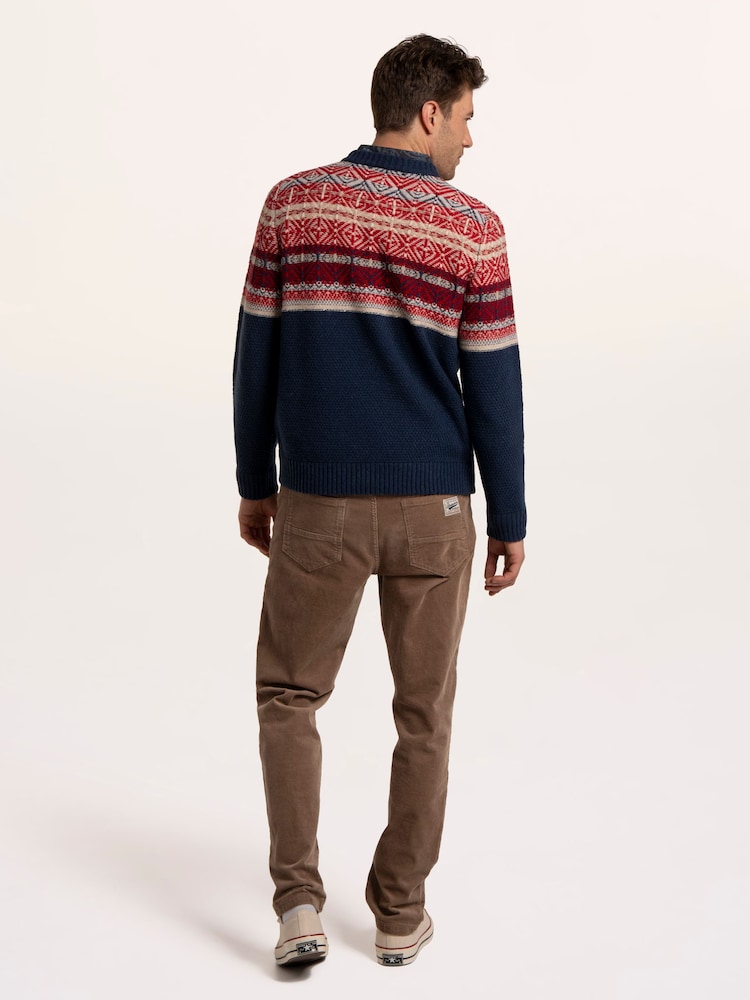 Brakeburn Blue Clapham Fairisle Crew Neck Knitted Jumper - Image 2 of 6
