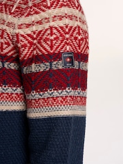 Brakeburn Blue Clapham Fairisle Crew Neck Knitted Jumper - Image 6 of 6