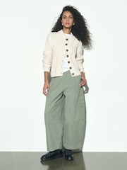 Ecru Cable Knit Long Sleeve Cardigan - Image 2 of 8