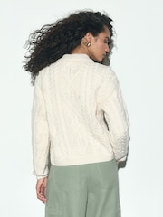 Ecru Cable Knit Long Sleeve Cardigan - Image 4 of 8