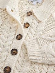 Ecru Cable Knit Long Sleeve Cardigan - Image 8 of 8