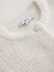Ecru White Lace Trim Long Sleeve Knit Cardigan - Image 7 of 8